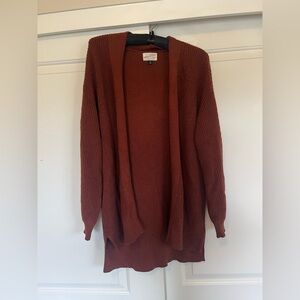 Rust Brown Cotton Cardigan WITH POCKETS